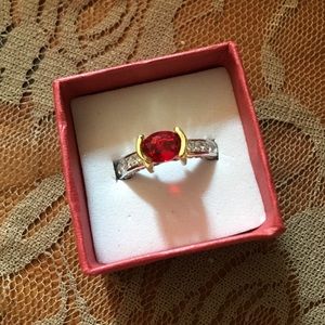 Gold plated ring ruby stone size 7